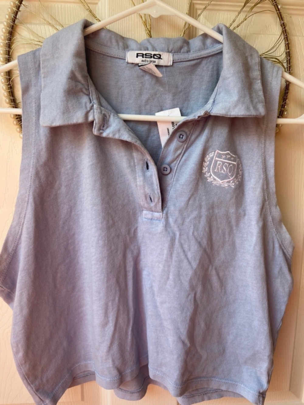 RSQ Sleeveless Polo Crop Top in Light Lavender
